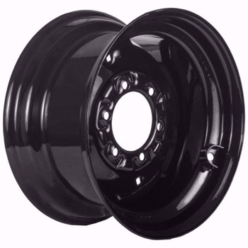 Set of 4, 27x10.50-15 Skid Steer Wheel/Rim 8x15 - Glossy  Black