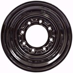 Set of 4, 27x10.50-15 Skid Steer Wheel/Rim 8x15 - Glossy  Black