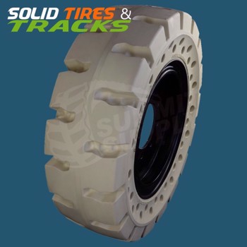 Set of 4,  10-16.5 Non-Marking Solid Skid Steer Tires  - Severe Duty White