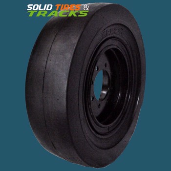 Set of 4, Solid Skid Steer Tires 12-16.5 / 33x12-20 with 9" Center Hub for Bobcat 750+ - Smooth Tread