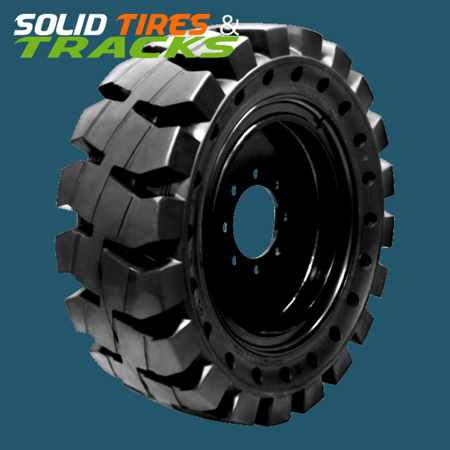 thumbnail image 2 of Radmeister 12x16.5 / 33x12-20 Solid Skid Steer Tires On Rims – 4-Pack – Fits Bobcat, Case, Cat 2 of 4