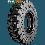 Set of 2, 14.00-24 Solid Backhoe Tires with Rims replaces 19.5-24