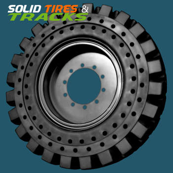 Set of 4, 13.00-24 Solid Rubber Telehandler Tires in 10 bolt Rims