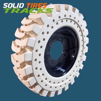 Set of 4, 13.00-24 Non-Marking Solid Telehandler Tires with Rims - Severe Duty