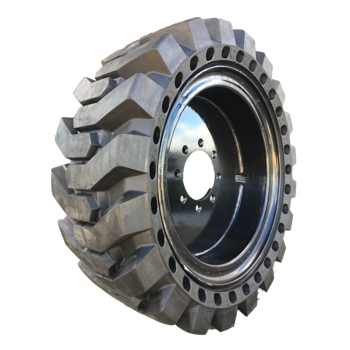 Set of 4, 12-16.5 Solid Skid Steer Tires for Bobcat 750+ -Non Marking Grey
