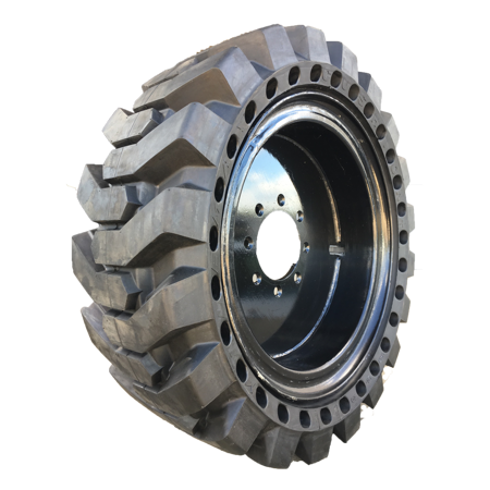 Set of 4, 12-16.5 Solid Skid Steer Tires for Bobcat 750+ -Non Marking Grey