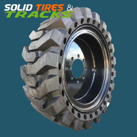 Set of 4, 14x17.5/ 36X14-20 Telehandler Solid Tires with 8 bolt Rims