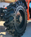 Set of 4, 14.00-28 Solid Rubber Telehandler Tires with 10 bolt Rims - Severe Duty