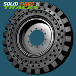 Set of 4, 14.00-24 Solid Rubber Telehandler Tires with 10 Bolt Hole Rims - Heavy Duty