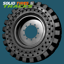 Set of 4, 14.00-24 Solid Rubber Telehandler Tires with 10 Bolt Hole Rims - Heavy Duty