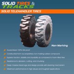 Set of 4, 14.00-24 Solid Rubber Telehandler Tires with 10 Bolt Hole Rims - Heavy Duty
