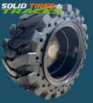 Set of 4 Solid Skid Steer Tires 12-16.5 with 9" Pilot Hole for Bobcat 750+ - Heavy Duty