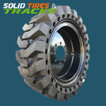 Set of 4 Solid Skid Steer Tires 12-16.5 with 9" Pilot Hole for Bobcat 750+ - Heavy Duty