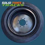 Set of 4, Solid Skid Steer Tires 12-16.5 / 33x12-20 with 9" Center Hub for Bobcat 750+ - Smooth Tread