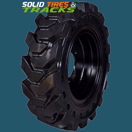 Set of 4 Solid Skid Steer Tires 12-16.5 with 9" Pilot Hole for Bobcat 750+ - Heavy Duty
