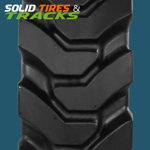 Set of 4, 14.00-24 Solid Rubber Telehandler Tires with 10 Bolt Hole Rims